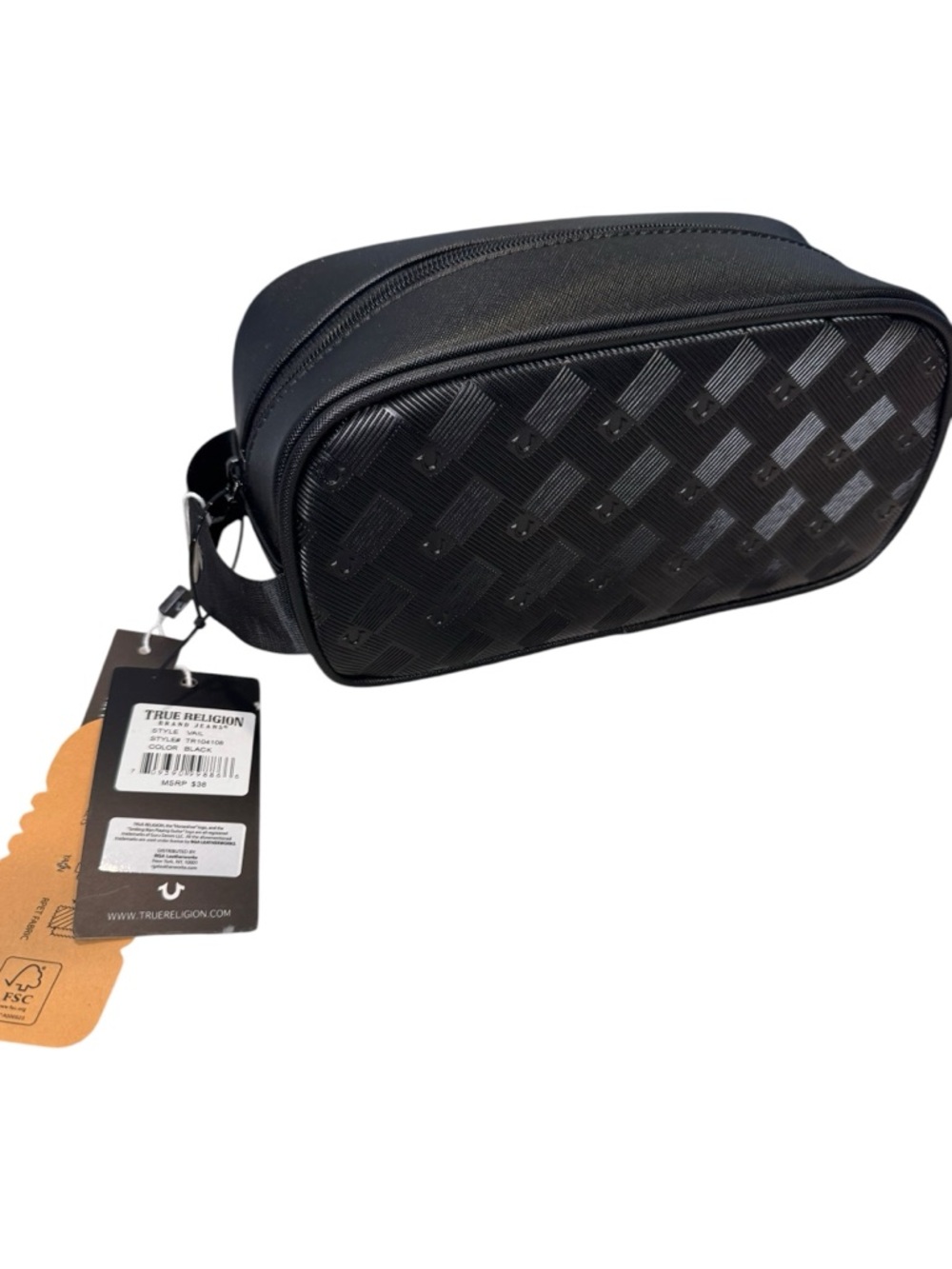 True Religion Black Textured Travel pouch NWT